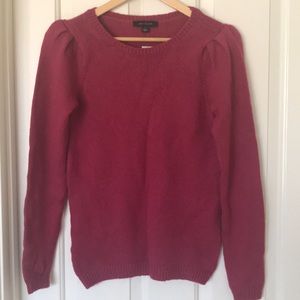 N Ann Taylor Puff Shoulder Sweater Cranberry color